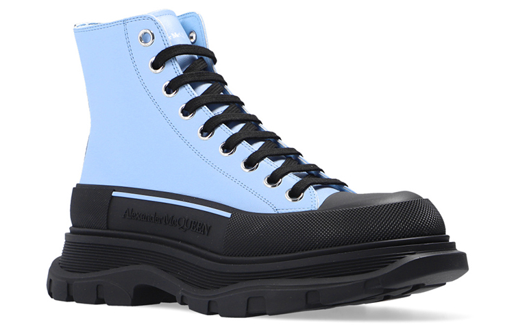 Order Alexander McQueen亞歷山大麥昆 皮革 厚底鞋 女款 藍黑色