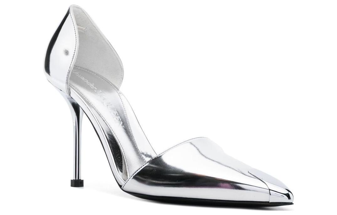 (W) Alexander McQueen Pointed Toe Cap Slip-On Stiletto 'Metallic Silver' 圖 2