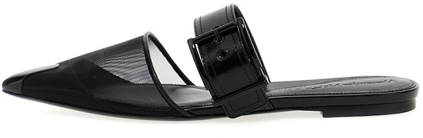 (Women) Alexander McQueen Pointed Toe Flat Mesh Slide 'Black' 744488W4AB21000 (Women) Alexander McQueen Pointed Toe Flat Mesh Slide 'Black' 744488W4AB21000