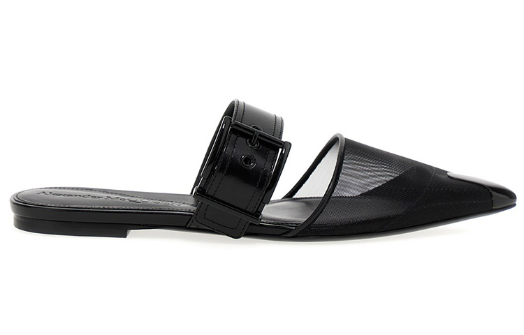 Order (W) Alexander McQueen Sandalia Plana de Malla Punta Fina 'Negra' 744488W4AB21000