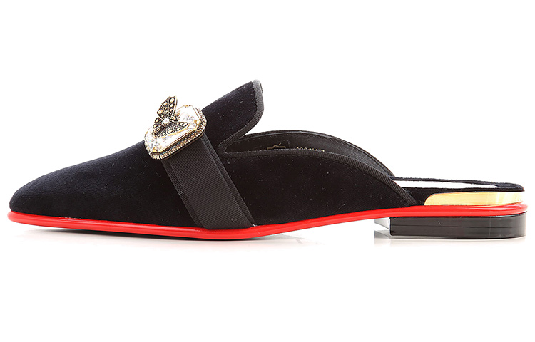 (Women) Alexander McQueen Pointed Toe Satin Ribbon Mule 'Black' 611725W4KM71088