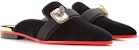 (W) Alexander McQueen Kasut Tumit Runcing Satin Ribbon Mule 'Hitam' 611725W4KM71088