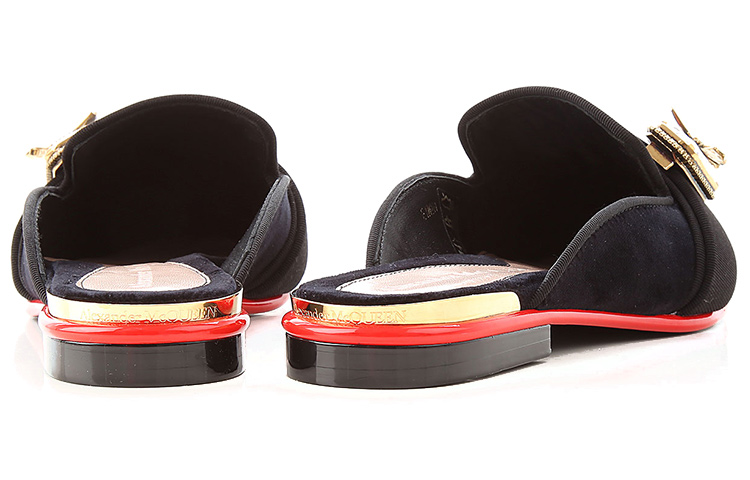 Shop (W) Alexander McQueen Mula de Satén con Punta y Lazo 'Negro' 611725W4KM71088