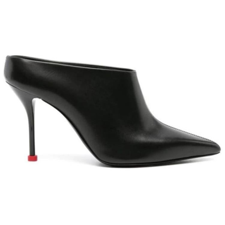 Order Alexander McQueen亞歷山大麥昆 尖頭露跟包頭拖鞋 9cm 女式 黑色