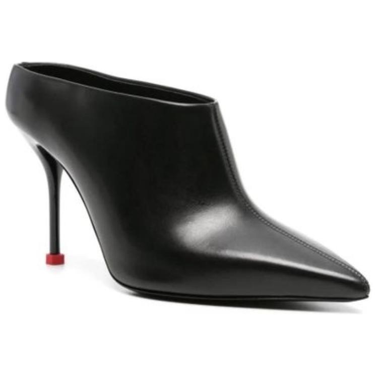 Lookbook Alexander McQueen亞歷山大麥昆 尖頭露跟包頭拖鞋 9cm 女式 黑色