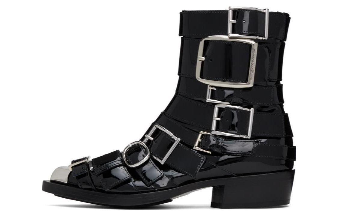 (Women) Alexander McQueen Punk Buckle Boots 'Black Silver' 718853WHJUM1081