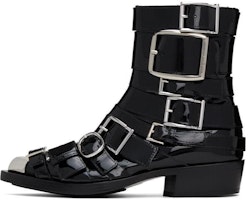 (Women) Alexander McQueen Punk Buckle Boots 'Black Silver' 718853WHJUM1081 (Women) Alexander McQueen Punk Buckle Boots 'Black Silver' 718853WHJUM1081