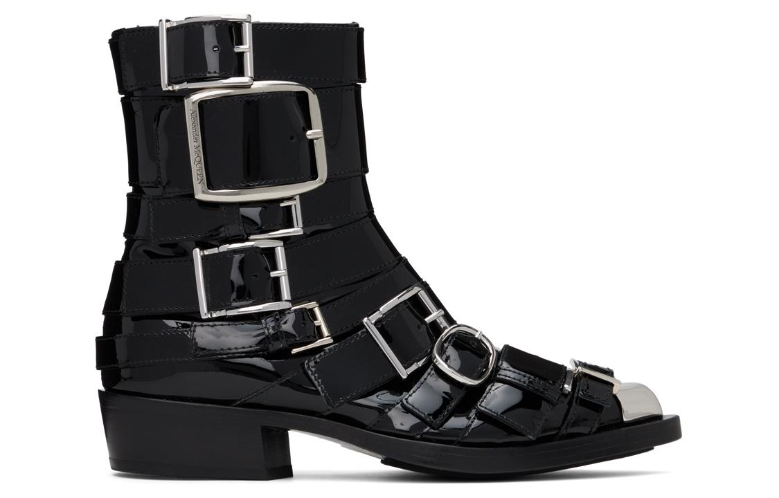 Order (Women) Alexander McQueen Punk Buckle Boots 'Black Silver' 718853WHJUM1081