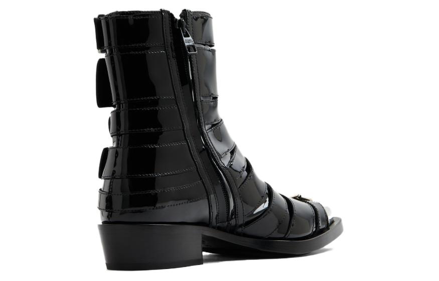 Shop (Women) Alexander McQueen Punk Buckle Boots 'Black Silver' 718853WHJUM1081