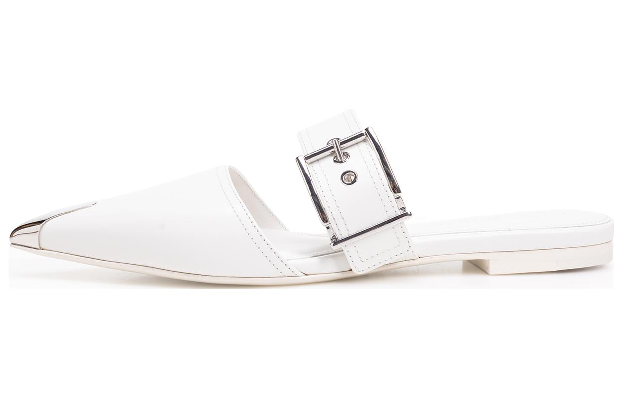 (Women) Alexander McQueen Punk Leather Flat 'Ivory' 733188WHSWD9359