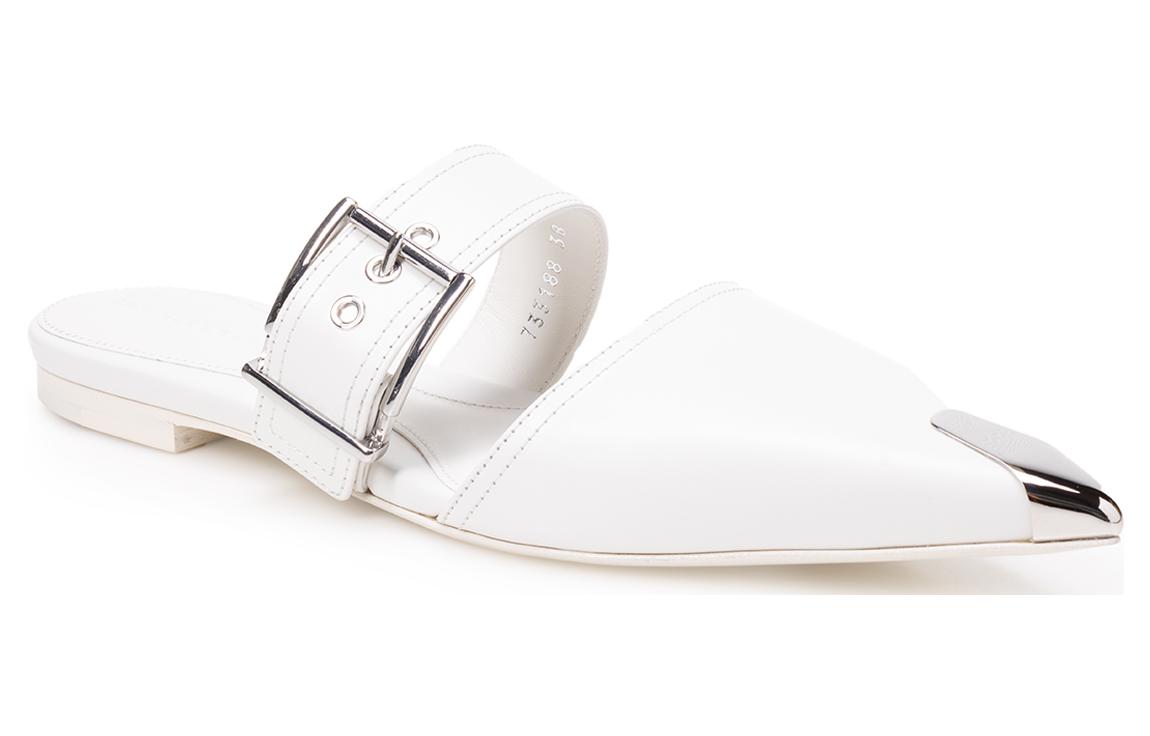 Shop (Women) Alexander McQueen Punk Leather Flat 'Ivory' 733188WHSWD9359