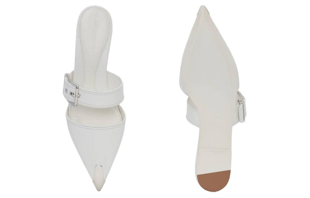 Details for (Women) Alexander McQueen Punk Leather Flat 'Ivory' 733188WHSWD9359