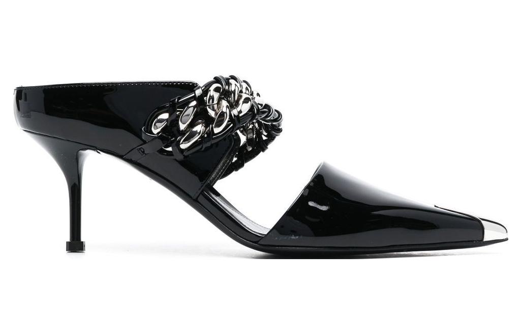 Order (W) Alexander McQueen Sandal Hak Tinggi Kulit Punk 'Black Patent' 718868WIA3E1081