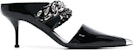 (W) Alexander McQueen Punk Sandal Tumit Tinggi 'Black Patent' Kulit Hitam 718868WIA3E1081