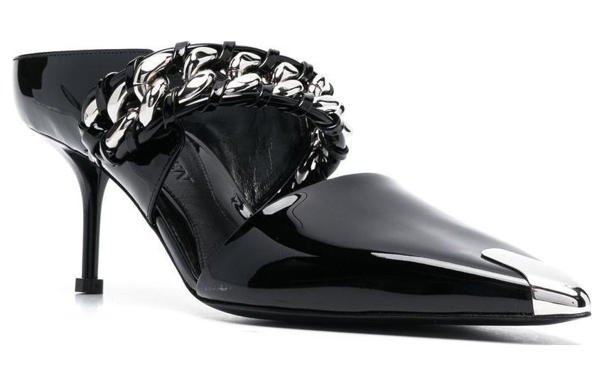 Lookbook (W) Alexander McQueen Sandal Hak Tinggi Kulit Punk 'Black Patent' 718868WIA3E1081