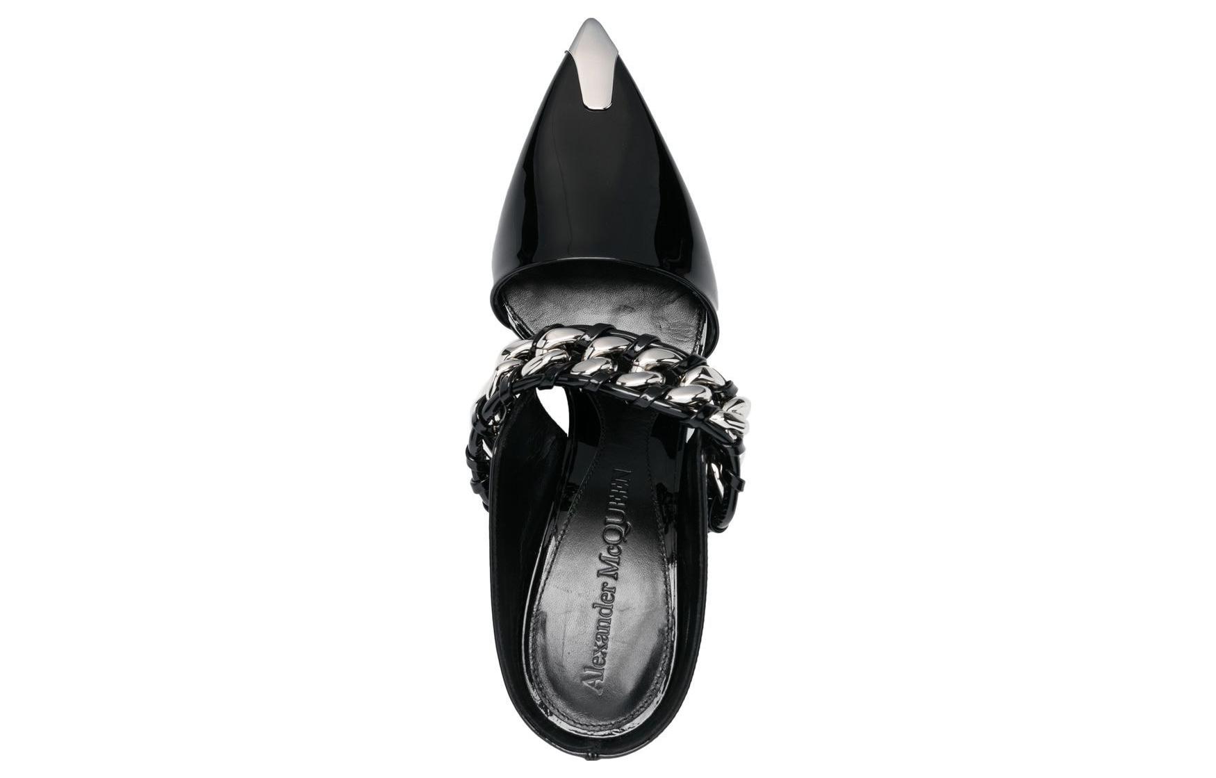 Shop (W) Alexander McQueen Sandal Hak Tinggi Kulit Punk 'Black Patent' 718868WIA3E1081
