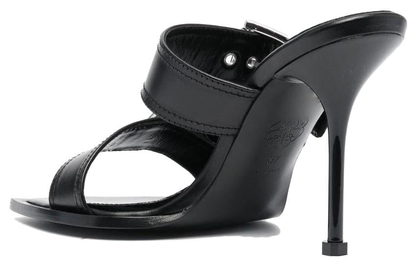 Lookbook (W) 알렉산더 맥퀸 펑크 레더 슬라이드 (블랙) 709990WHSWD1081