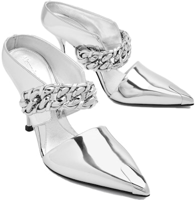 (Women) Alexander McQueen Punk Leather Slide 'Silver' 719501W4UQ38100 Order (Women) Alexander McQueen Punk Leather Slide 'Silver' 719501W4UQ38100
