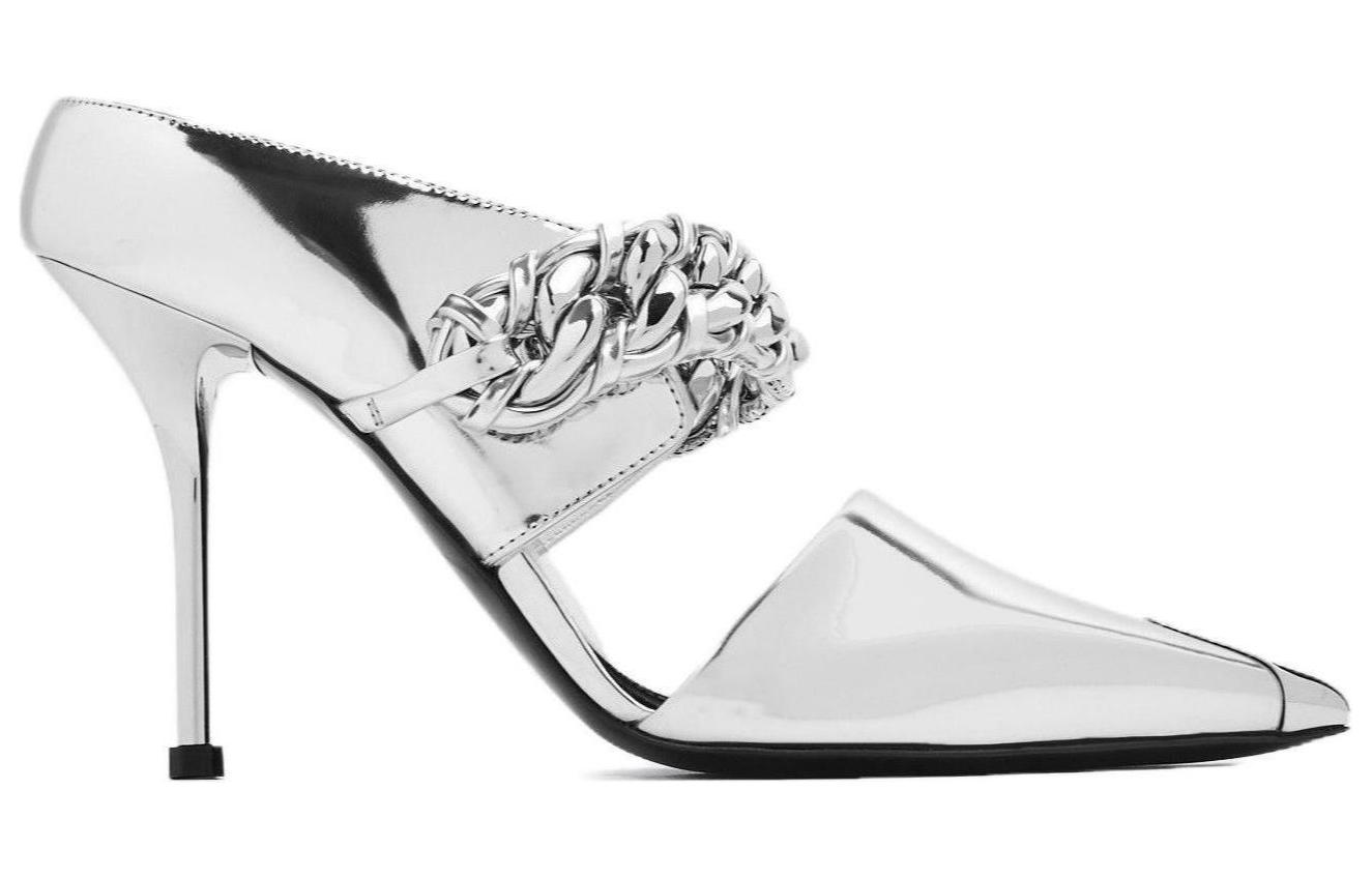 Order (Women) Alexander McQueen Punk Leather Slide 'Silver' 719501W4UQ38100