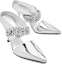 Shop (W) Alexander McQueen Punk Kulit Gelongsor 'Perak' 719501W4UQ38100
