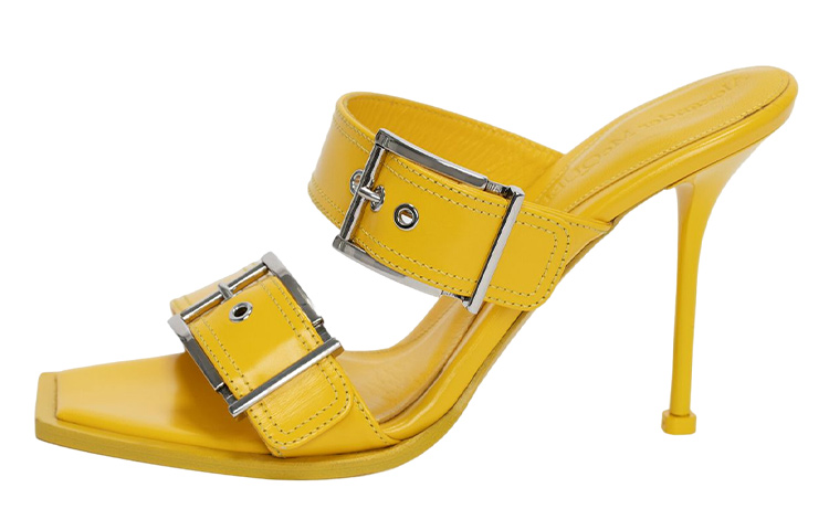 (Women) Alexander McQueen Punk Leather Slide 'Yellow Fashion' 709990WHSWD7097