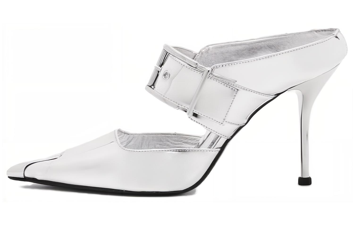 (Women) Alexander McQueen Punk Metallic Mules 'Silver' 780791W4WG18100