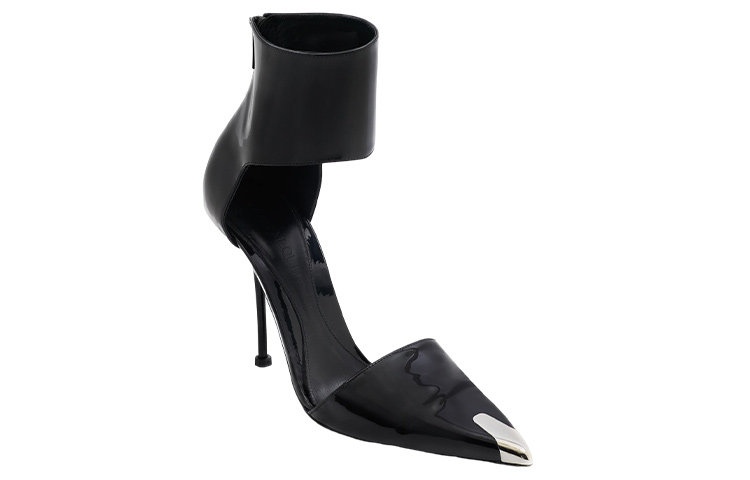 Order (W) Alexander McQueen Tacchi Punk in Pelle Verniciata Argento ''Nero'' 718859WHJUM1081