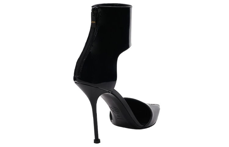 Shop (W) Alexander McQueen Tacchi Punk in Pelle Verniciata Argento ''Nero'' 718859WHJUM1081
