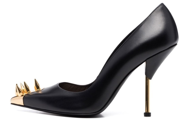 (Women) Alexander McQueen Punk Pumps Gold 'Black' 651714WHWQ21088