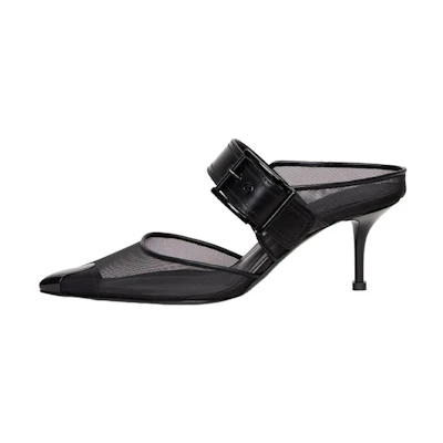 (W) Alexander McQueen Punk Punk Black 'Buckle Open-Heel'