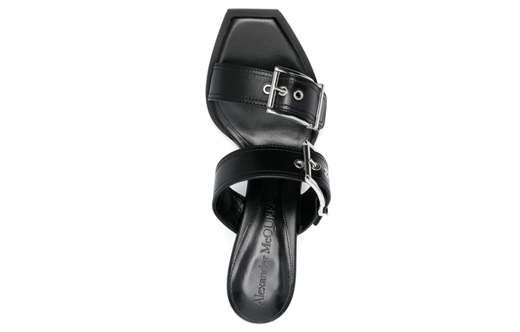 (W) Alexander McQueen Double Buckle Punk 3 In Mules Silver 'Black' 圖 4