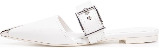 (Women) Alexander McQueen Punk Slipper 'White Calfskin Open-Heel' 733188WHSWD9359 (Women) Alexander McQueen Punk Slipper 'White Calfskin Open-Heel' 733188WHSWD9359