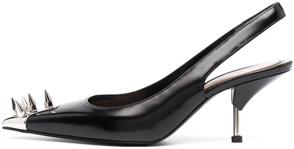 亞歷山大·麥昆 皮克鉚釘 小牛皮 時尚露跟高跟鞋 女款 黑色 Buy 亞歷山大·麥昆 皮克鉚釘 小牛皮 時尚露跟高跟鞋 女款 黑色