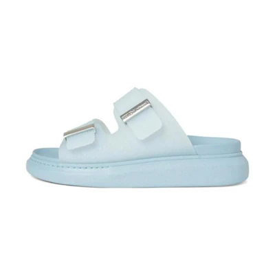(W) Alexander McQueen PVC Buckle Detail Round Toe Platform 'Light Blue'