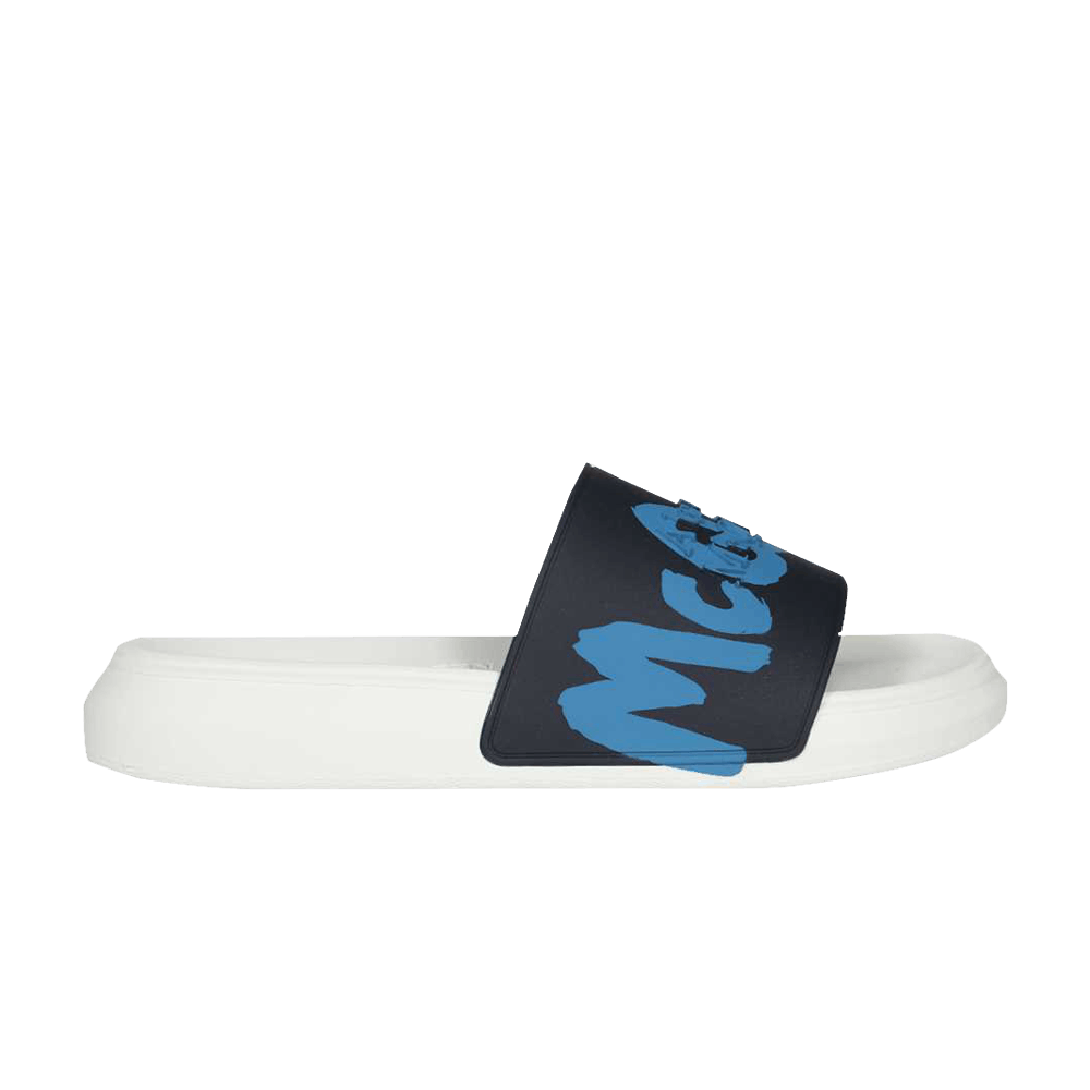 (Women) Alexander McQueen Rubber Pool Slide 'Graffiti - Navy' 686931-W4QS3-4524