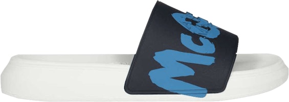 (Women) Alexander McQueen Rubber Pool Slide 'Graffiti - Navy' 686931-W4QS3-4524 (Women) Alexander McQueen Rubber Pool Slide 'Graffiti - Navy' 686931-W4QS3-4524
