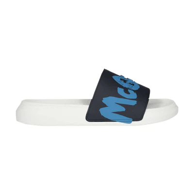 (W) Alexander McQueen Rubber Pool Slide 'Graffiti - Navy'