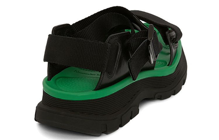 Shop (W) Alexander McQueen Sandal 'Hitam Hijau Kasual Fashion' 667285W4R511395