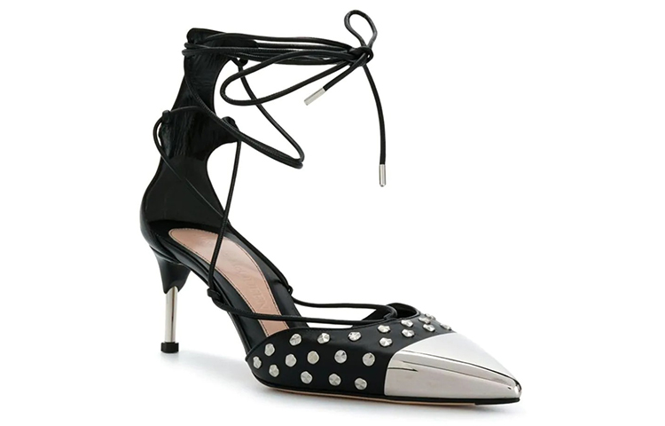Order (W) Sandal Alexander McQueen 'Hitam Self-Tie' 571657WHMUJ1081