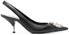 (W) Alexander McQueen Sandal Tumit Tinggi 'Embellished Wraparound Hitam' 651806WHW251081