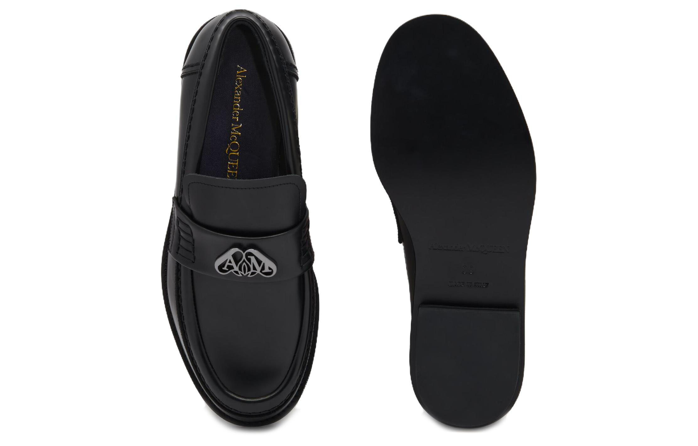 Shop (W) Alexander McQueen Seal Loafer Gun Metal 'Hitam' 783218WIES31081