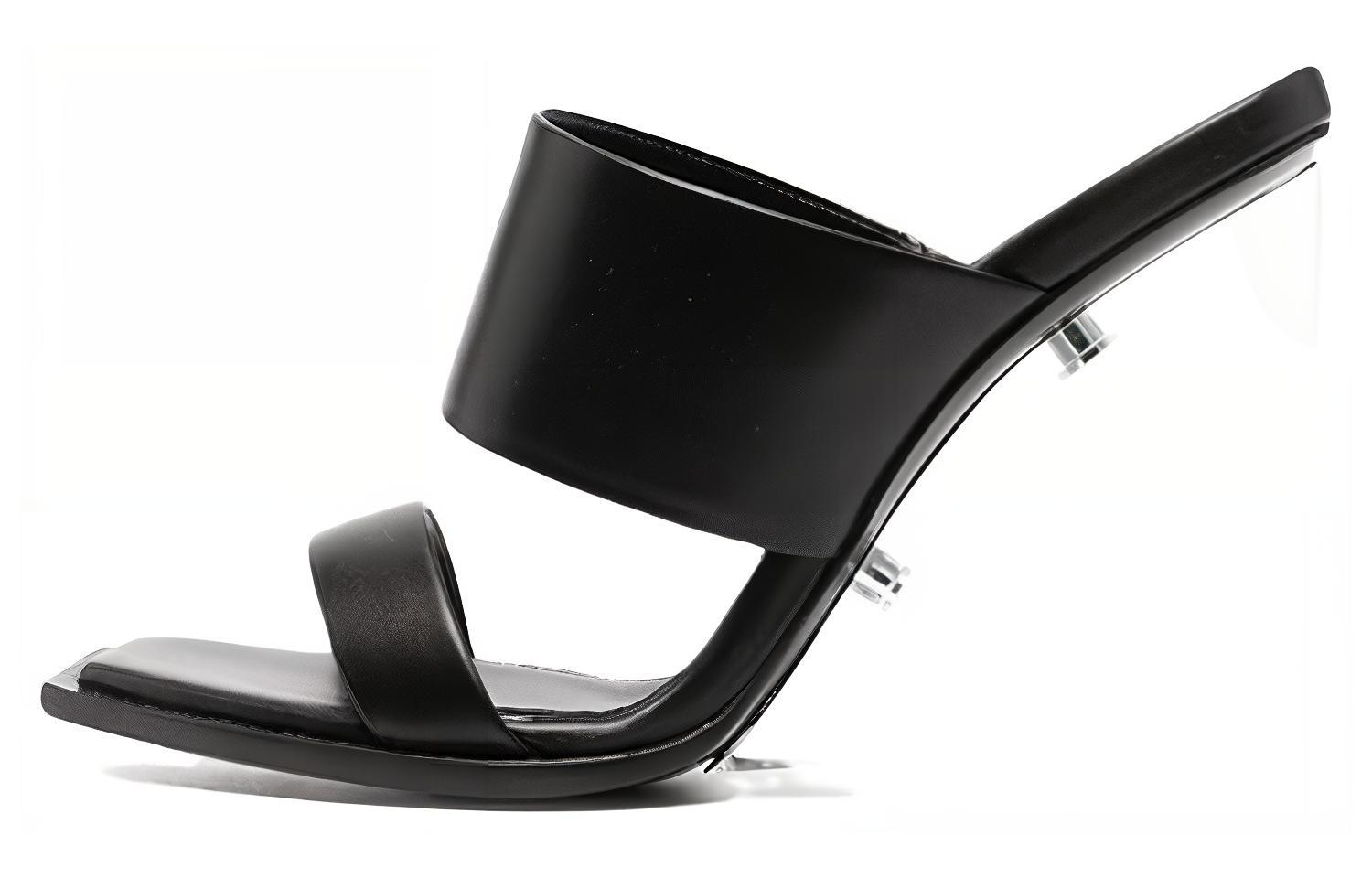 Buy (W) Alexander McQueen Shard Sandalia de Cuero 'Punta Abierta Negra' 746243WIDQ01000