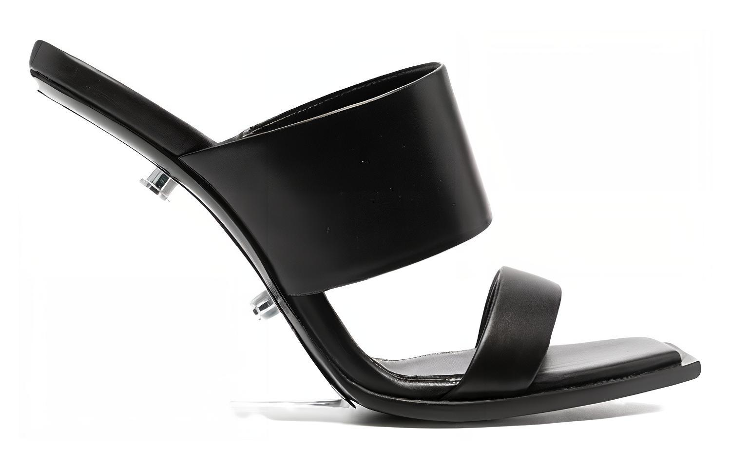 Order (W) Alexander McQueen Shard Sandalia de Cuero 'Punta Abierta Negra' 746243WIDQ01000