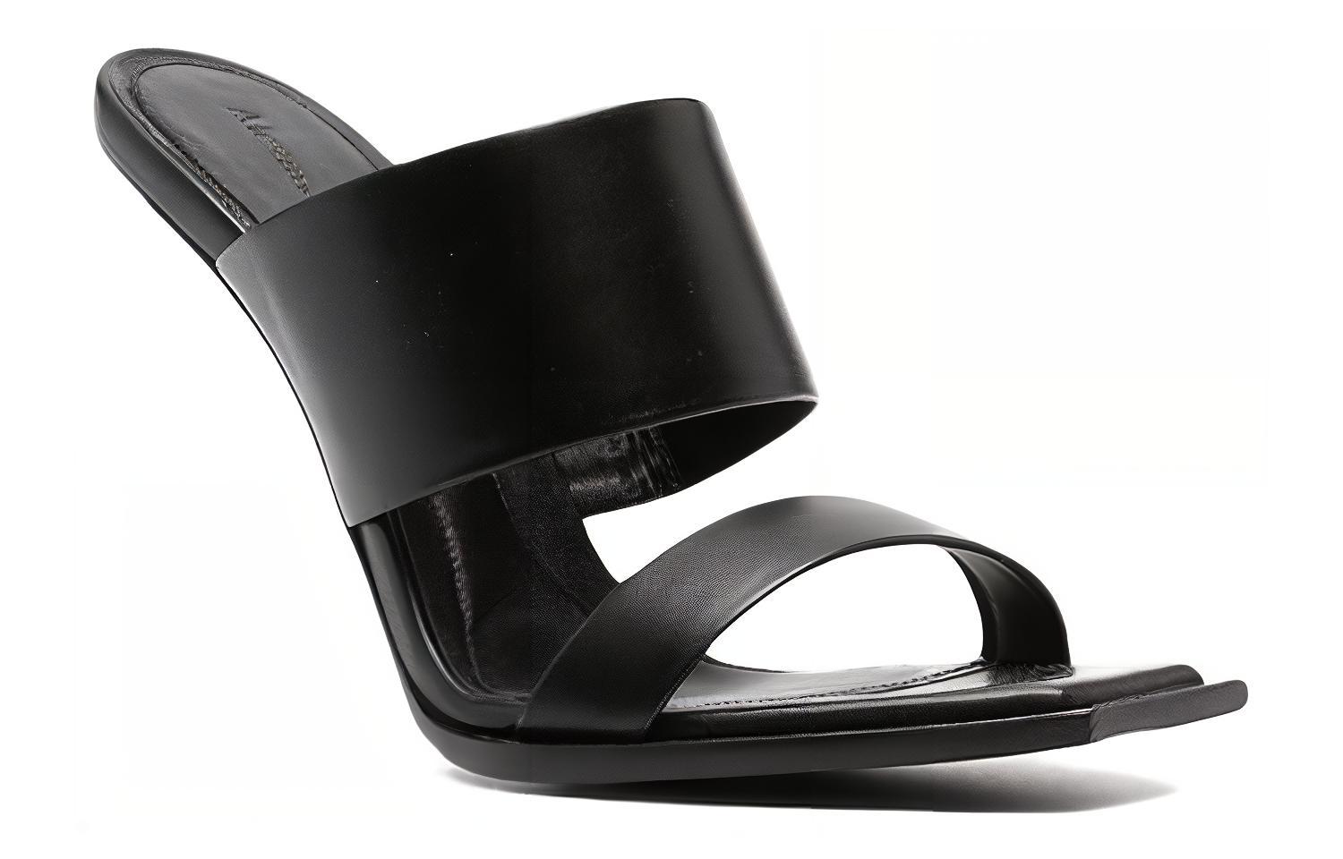 Lookbook (W) Alexander McQueen Shard Sandalia de Cuero 'Punta Abierta Negra' 746243WIDQ01000