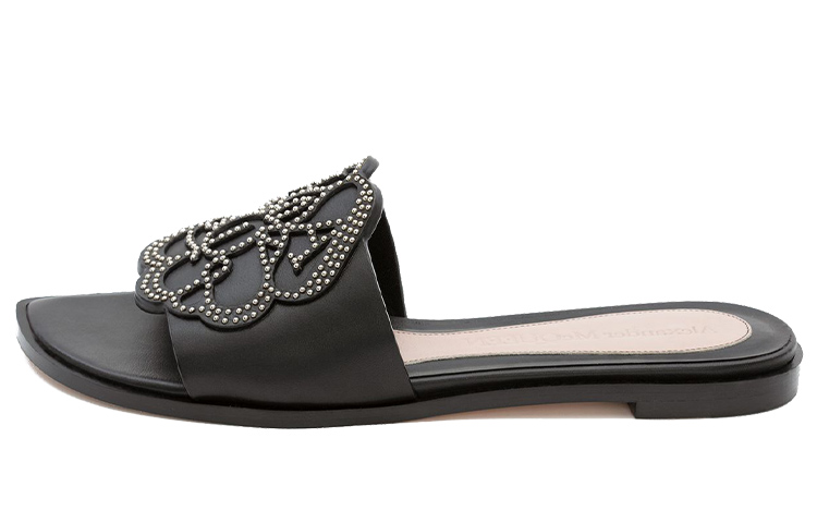 (Women) Alexander McQueen Signature 'Calfskin Print' Slippers 'Black' 611713WHYV21088