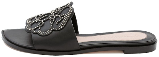 (Women) Alexander McQueen Signature 'Calfskin Print' Slippers 'Black' 611713WHYV21088 (Women) Alexander McQueen Signature 'Calfskin Print' Slippers 'Black' 611713WHYV21088