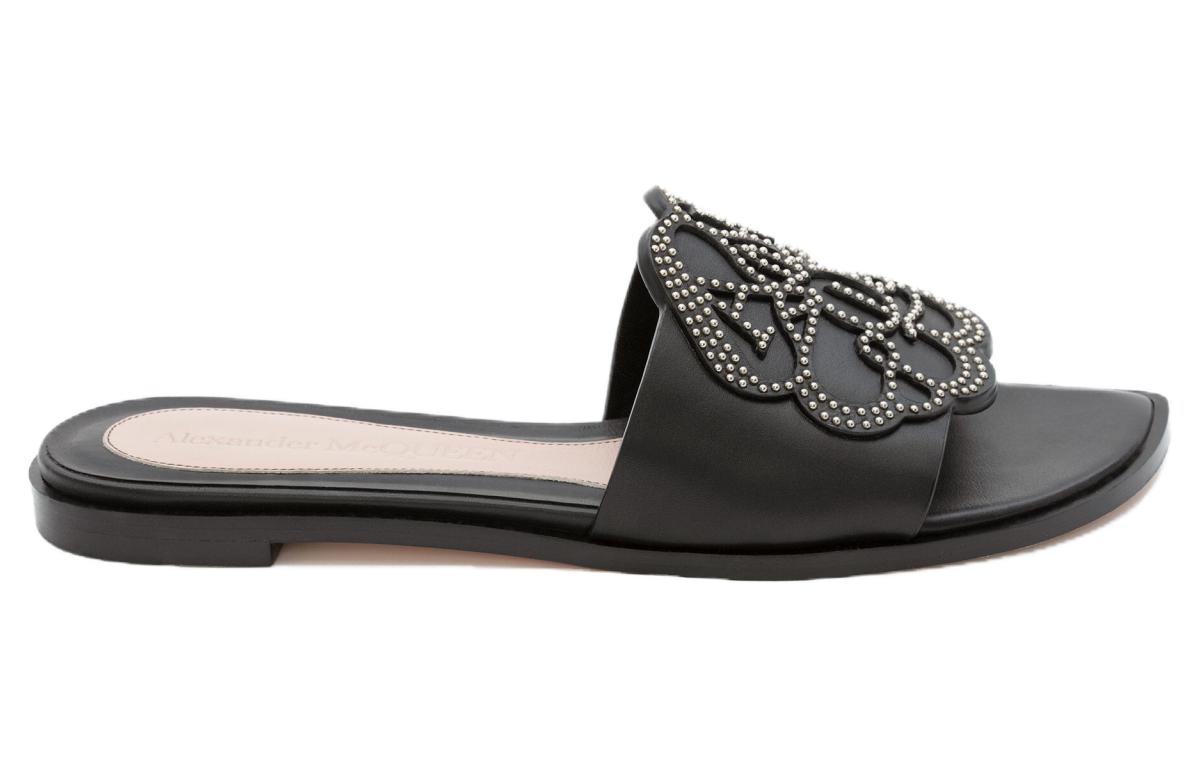 Order (W) アレキサンダー・マックイーン シグネチャー カーフスキン柄 スリッパ (ブラック) 611713WHYV21088