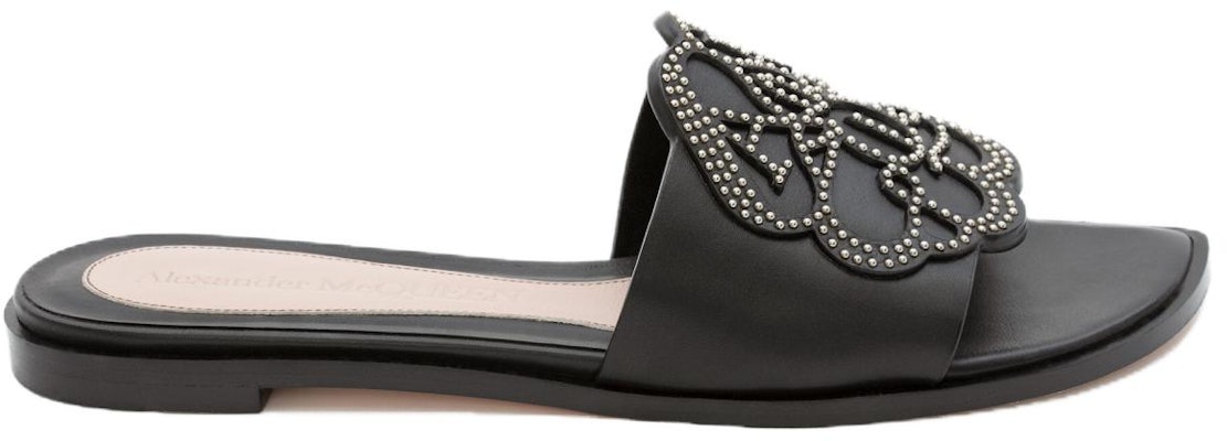 (W) アレキサンダー・マックイーン シグネチャー カーフスキン柄 スリッパ (ブラック) 611713WHYV21088 Order (W) アレキサンダー・マックイーン シグネチャー カーフスキン柄 スリッパ (ブラック) 611713WHYV21088