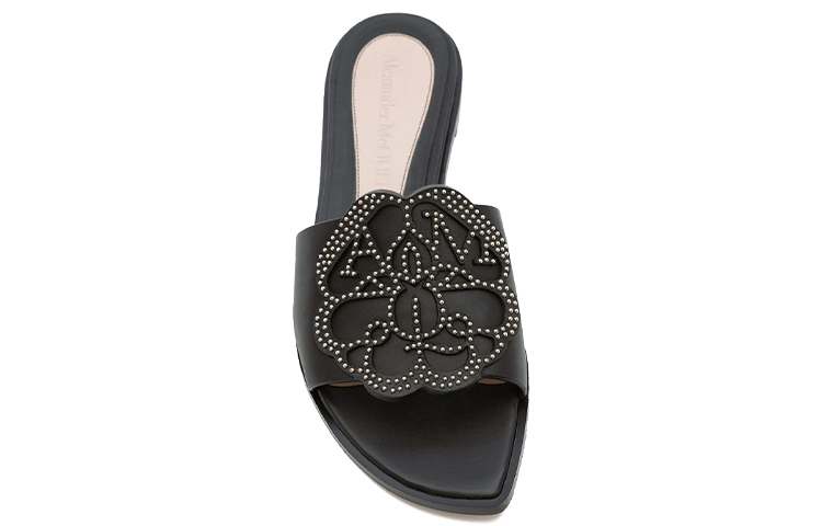 Purchase (W) アレキサンダー・マックイーン シグネチャー カーフスキン柄 スリッパ (ブラック) 611713WHYV21088