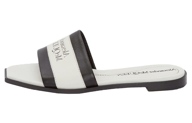 (Women) Alexander McQueen Signature Leather Slipper 'Black White' 651902WHZX11280